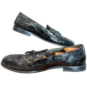 Stacy Adams Genuine Snakeskin Black Leather Dress Tassel Loafer Shoes Mens 15 M